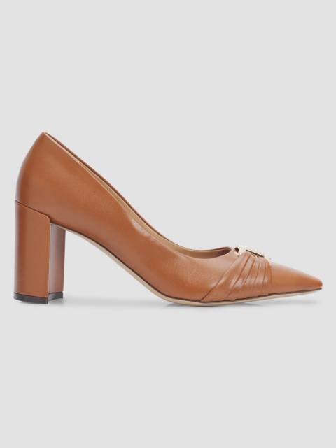 FERRAGAMO Women's Tillya Gancini Toe 70MM Leather Bock Heel Pumps - Naturale