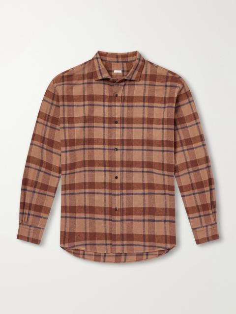 A.PRESSE Checked Cotton and Silk-Blend Twill Shirt