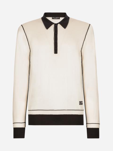 Dolce & Gabbana Long-sleeved silk polo-shirt