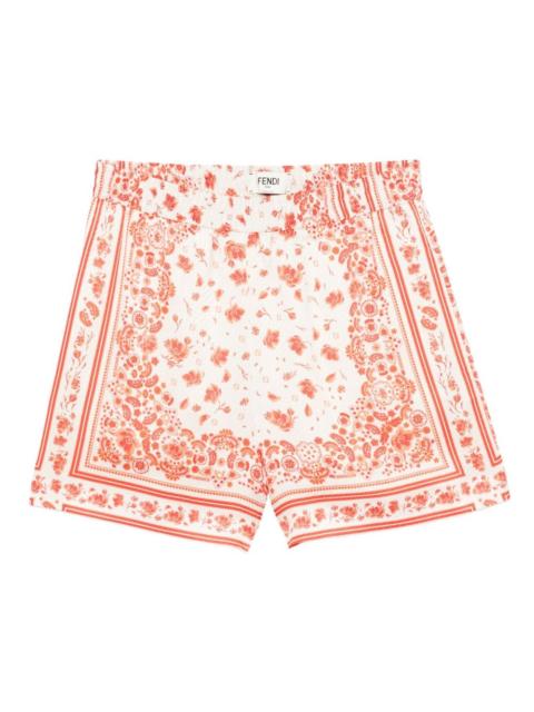 FENDI floral-print elasticated-waist shorts