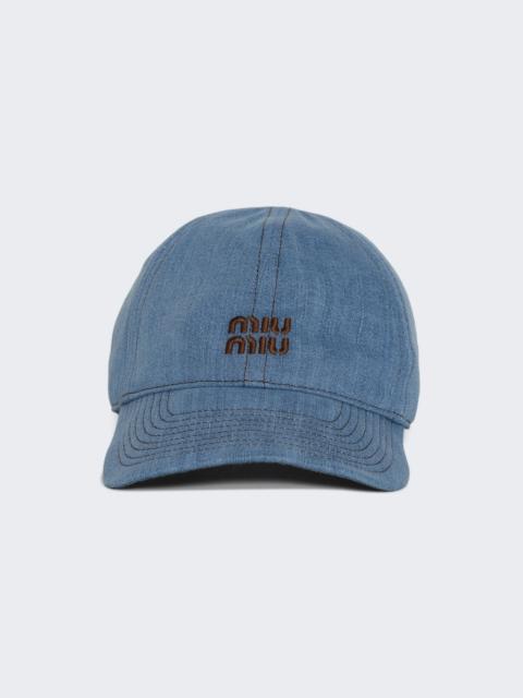 Miu Miu Denim Baseball Cap Blue And Brandy