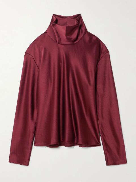 LESET Barb draped satin blouse Burgundy