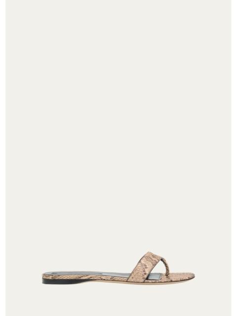 CHRISTEN Helix Snake-Printed Leather Flat Thong Sandals