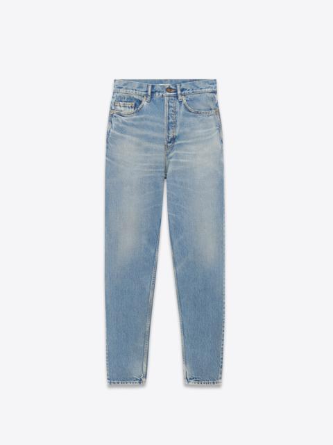 SAINT LAURENT cropped jeans in sunny sky blue denim