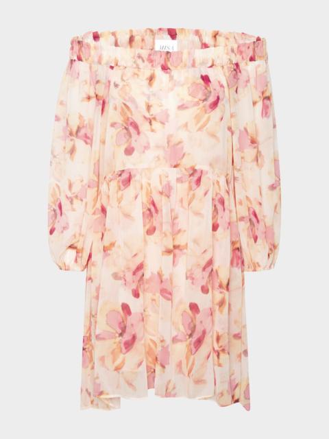 MISA Millie Watercolor Floral Chiffon Dress