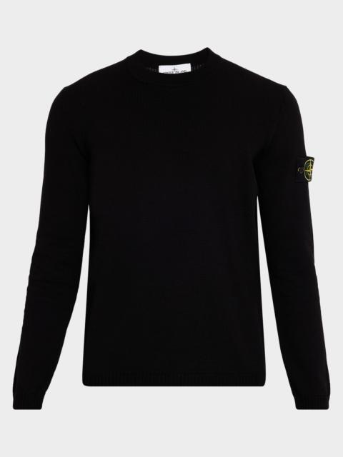 Stone Island Men's Cotton Crewneck Sweater with Logo Badge
