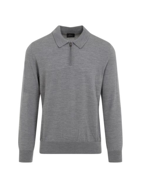 zip-fastened wool polo shirt