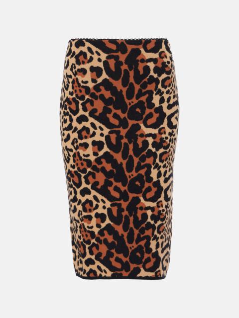Blumarine leopard-jacquard 미디 스커트