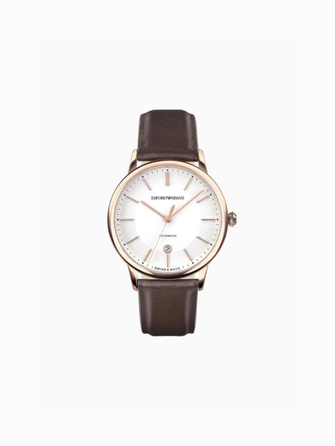 Swiss Made Automatic Brown Leather Watch