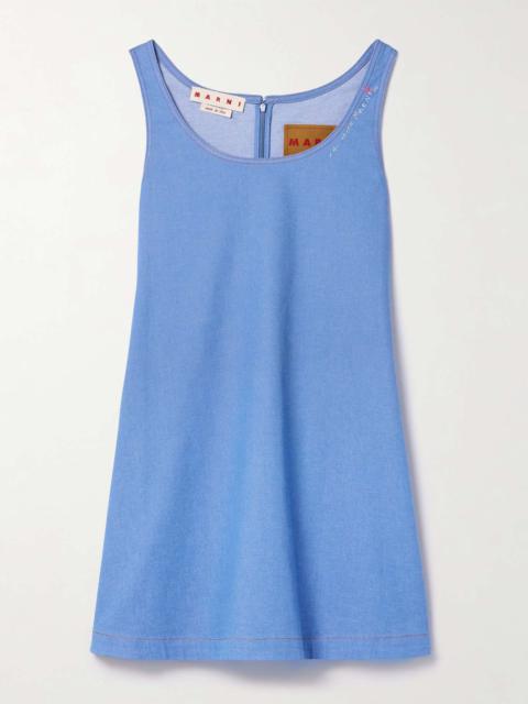Marni Embroidered cotton-blend mini dress