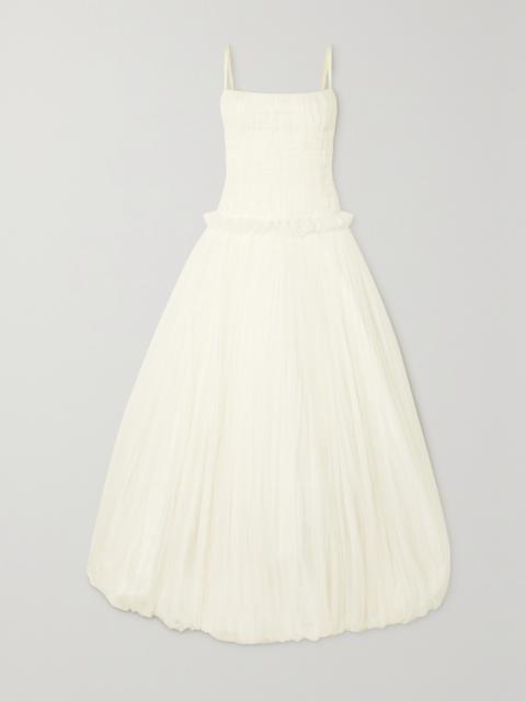 DANIELLE FRANKEL Guinevere Shirred Grosgrain-trimmed Tulle Gown