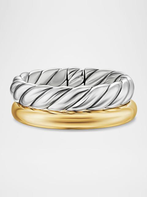 DAVID YURMAN DY Mercer 2-Row Ring in Silver with 18K Gold, 8mm