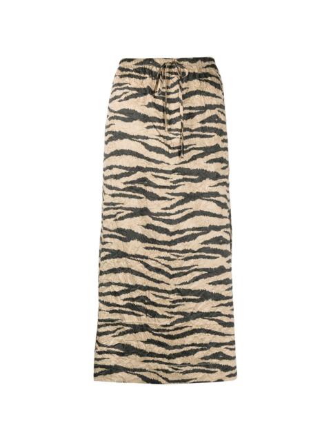 tiger-print midi skirt