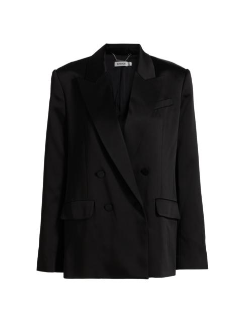 SIMKHAI Women's Norah Satin Double-Breasted Blazer - Black