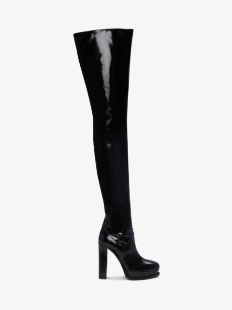 Alexander McQueen Women's Platform Thigh-high Boot in Black