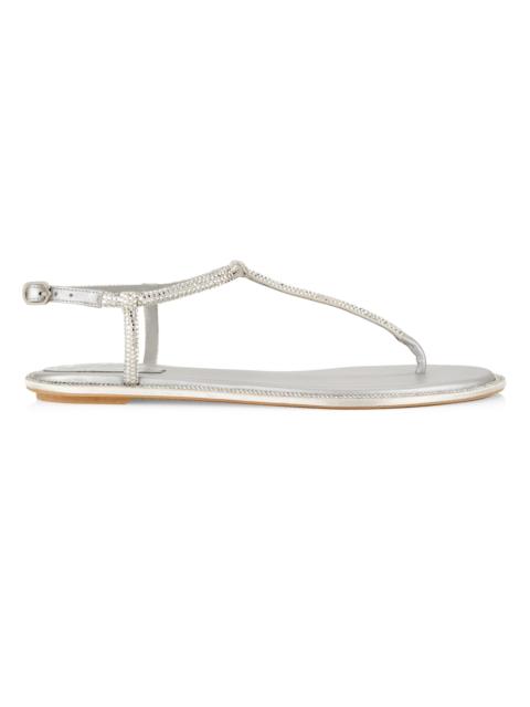 RENE CAOVILLA Women's Crystal-Embellished T-Strap Sandals - Grey