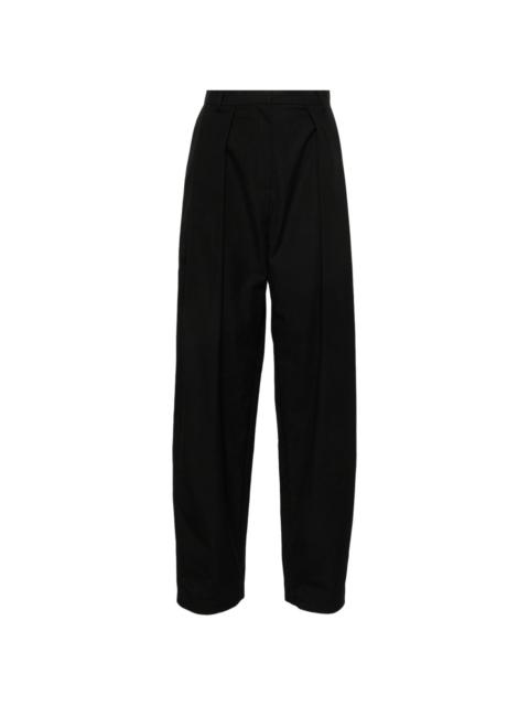 pleat-detail cotton trousers