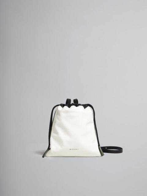 Marni MUSEO SOFT DRAWSTRING BAG IN WHITE GREEN AND BLACK LEATHER