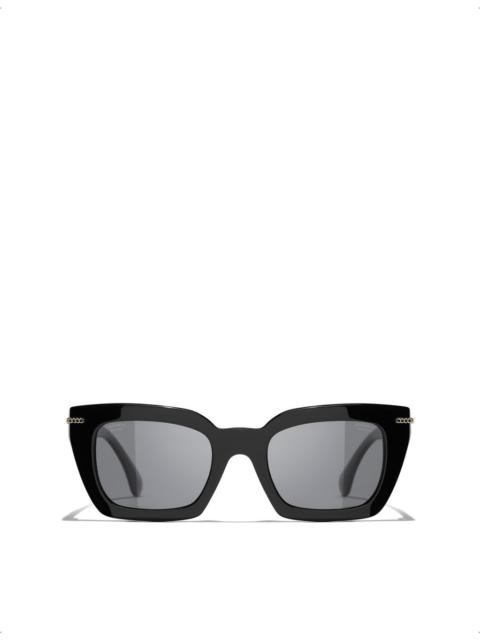 CHANEL CH5509 Rectangular-Frame Acetate Sunglasses
