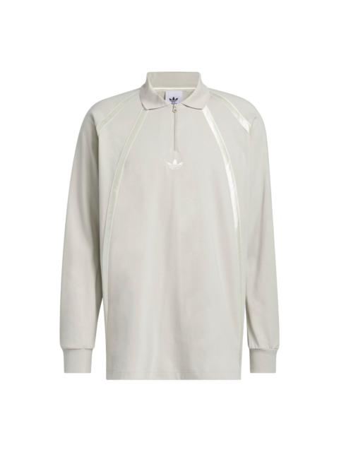 adidas origianals Rugby Long Sleeve Polo Shirt 'Putty Grey' IR6379