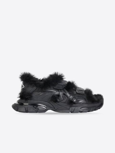 BALENCIAGA Women's Track Sandal Fake Fur in Black