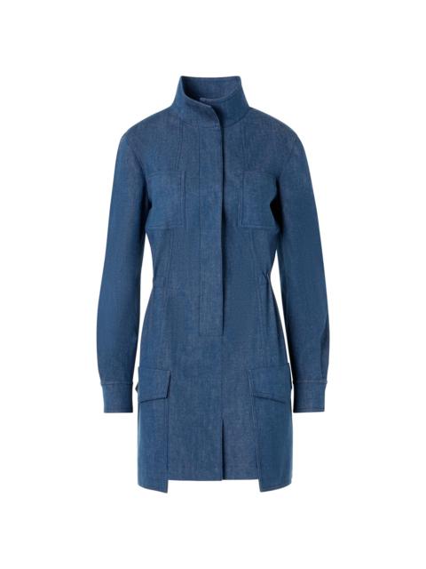AKRIS Women's Stand Collar Coated Denim Minidress - Denim