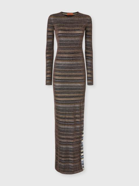 Missoni Striped Viscose Lamé Gown with Slit