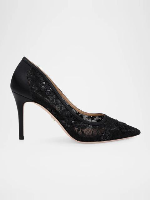 BADGLEY MISCHKA Rania 85MM Lace Stiletto Heel Pumps