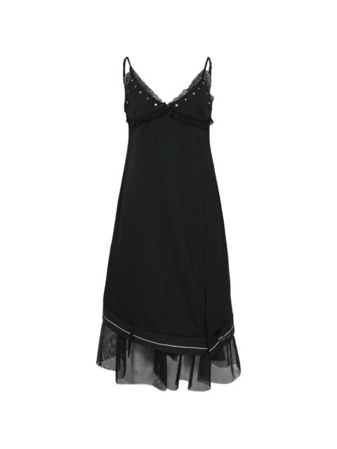 Andersson Bell lace-detail pinstripe midi dress