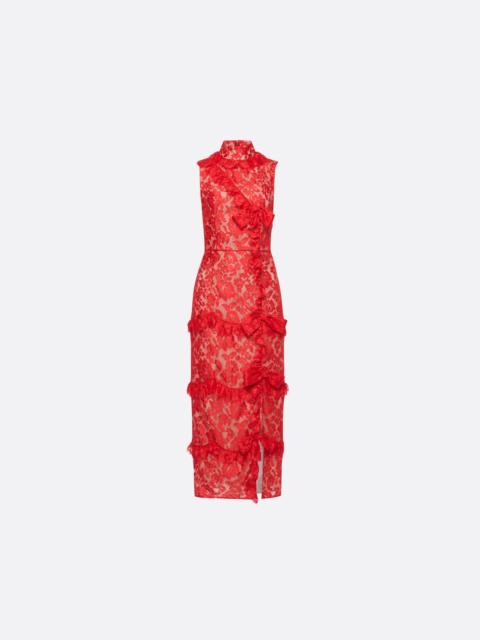 Alessandra Rich LACE HIGH-NECK EVENING DRESS