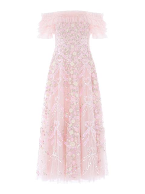 Needle & Thread Ribbon Heart Off-Shoulder Ankle Gown