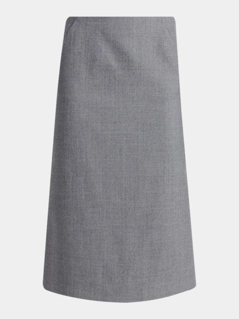 Alexander McQueen Godet-Pleat Wool Midi Skirt