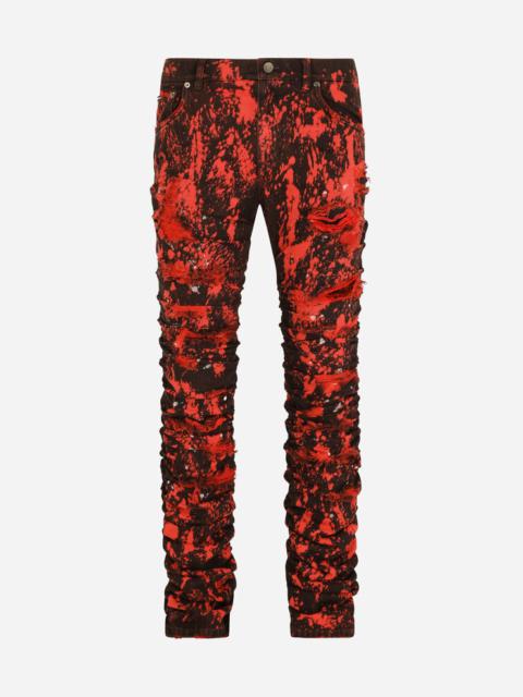Dolce & Gabbana Stretch jeans with marbled print