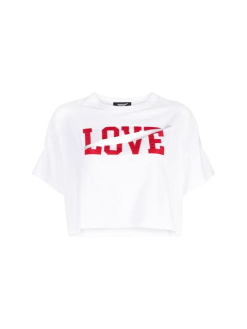 UNDERCOVER slogan-print cut-out T-shirt