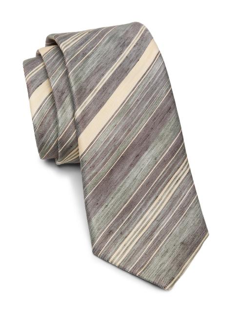 EMPORIO ARMANI Men's Striped Linen-Silk Tie - Verde