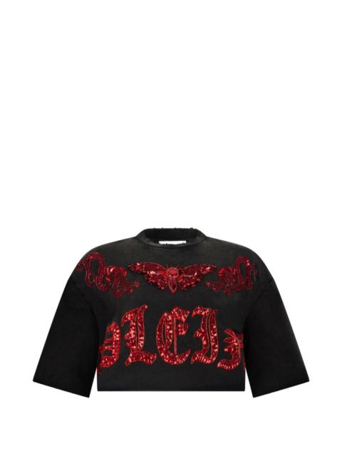 PHILIPP PLEIN sequin-detail cropped T-shirt
