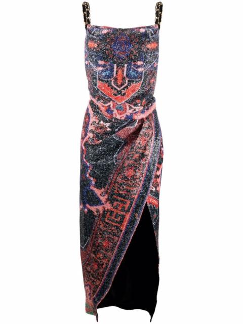 Balmain printed sequin-embellished dress