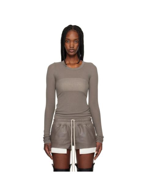 Rick Owens Gray Temple Cropped Rib LS T-shirt