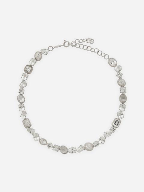 Anna necklace in white gold 18Kt and colorless topazes