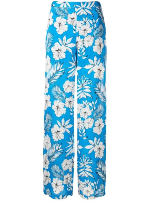 floral-print wide-leg trousers