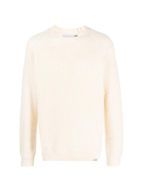 purl-knit ribbed-trim jumper