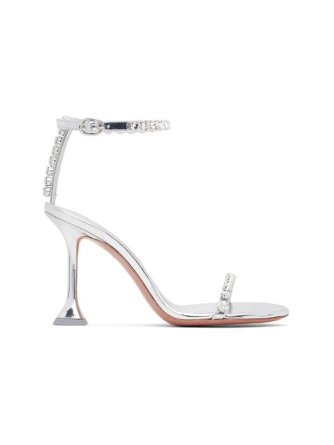Amina Muaddi Silver Gigi 95 Heeled Sandals