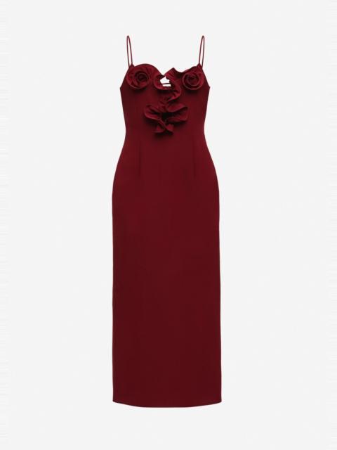MAGDA BUTRYM Cotton and silk flower-detail midi beach dress in burgundy