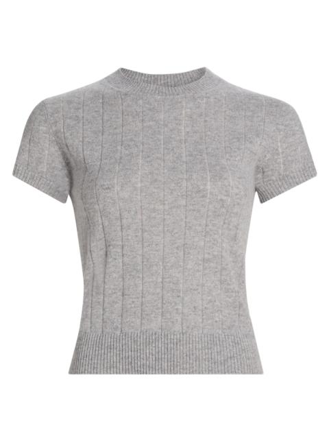 Reformation Women's Darcy Rib-Knit Cashmere-Wool T-Shirt - Ribbed Granite