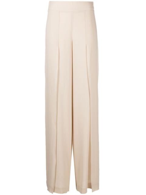 AKRIS side-slit layered silk trousers