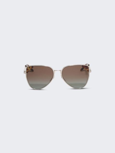 FENDI Signature Pilot Sunglasses Shiny Palladium And Gradient Brown