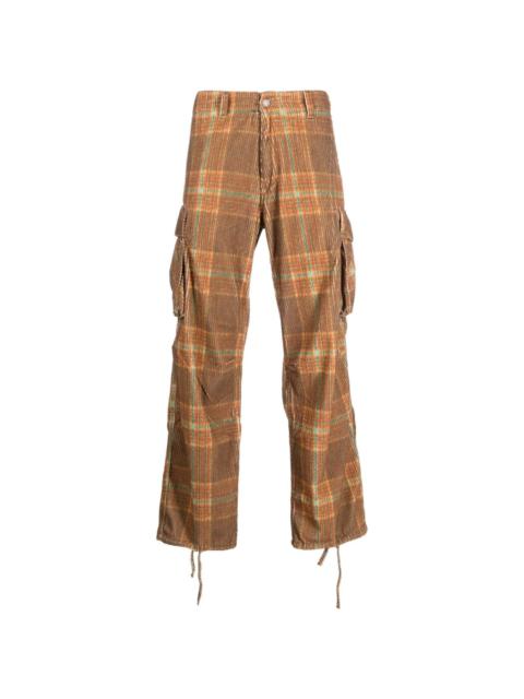 check-print cotton wide-leg trousers