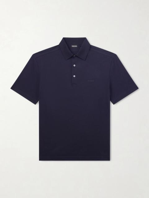 ZEGNA Knitted Cotton-Piqué Polo Shirt