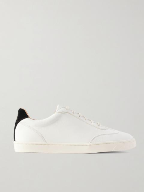 Brunello Cucinelli Coda di Rondine Suede-Trimmed Leather Sneakers Off-white