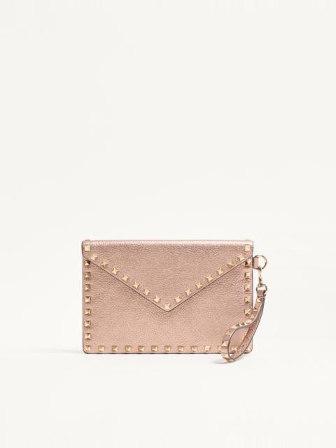 Valentino ROCKSTUD LAMINATED GRAINY CALFSKIN CLUTCH BAG